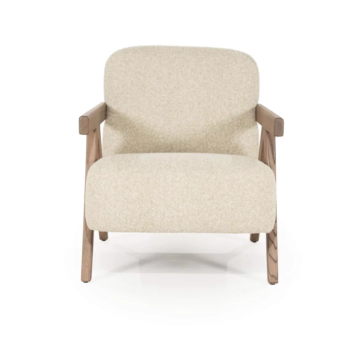 Sessel Francis - beige Flou, von vorne auf weißem Hintergrund fotografiert - Eleonora