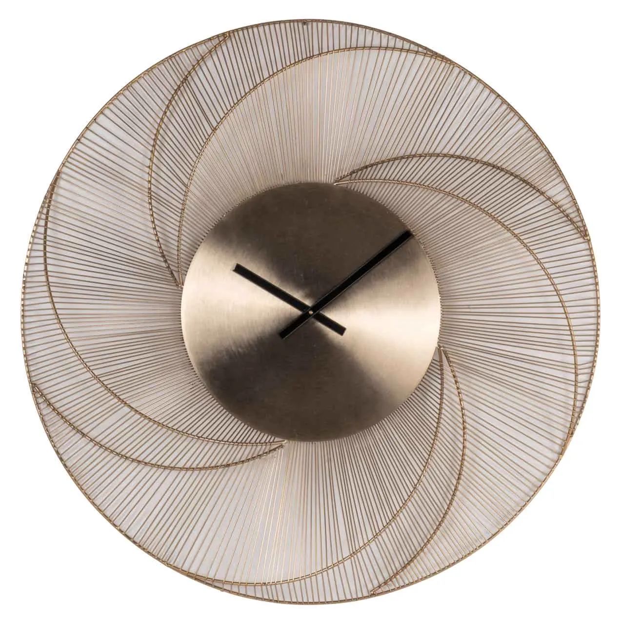 Uhr Denver Gold mit einem spiralförmigen Design aus goldenen Drähten vor weißem Hintergrund - Richmond Interiors