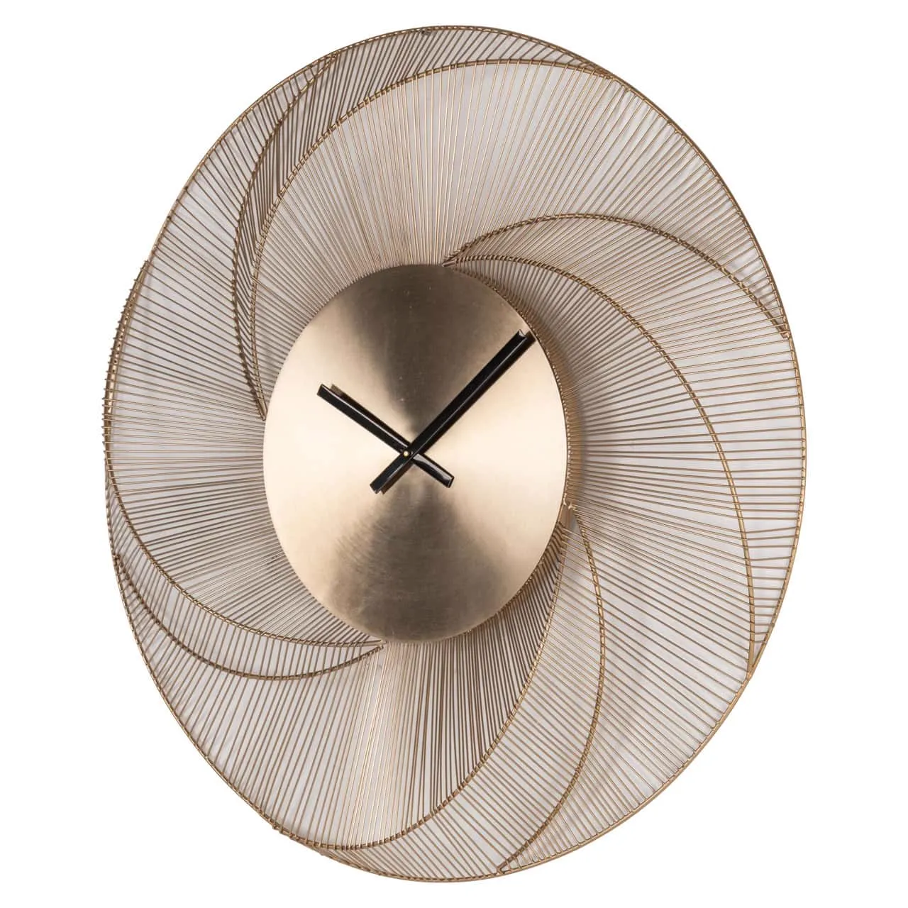 Uhr Denver Gold mit einem goldenen, spiralförmigen Drahtdesign auf weißem Hintergrund - Richmond Interiors