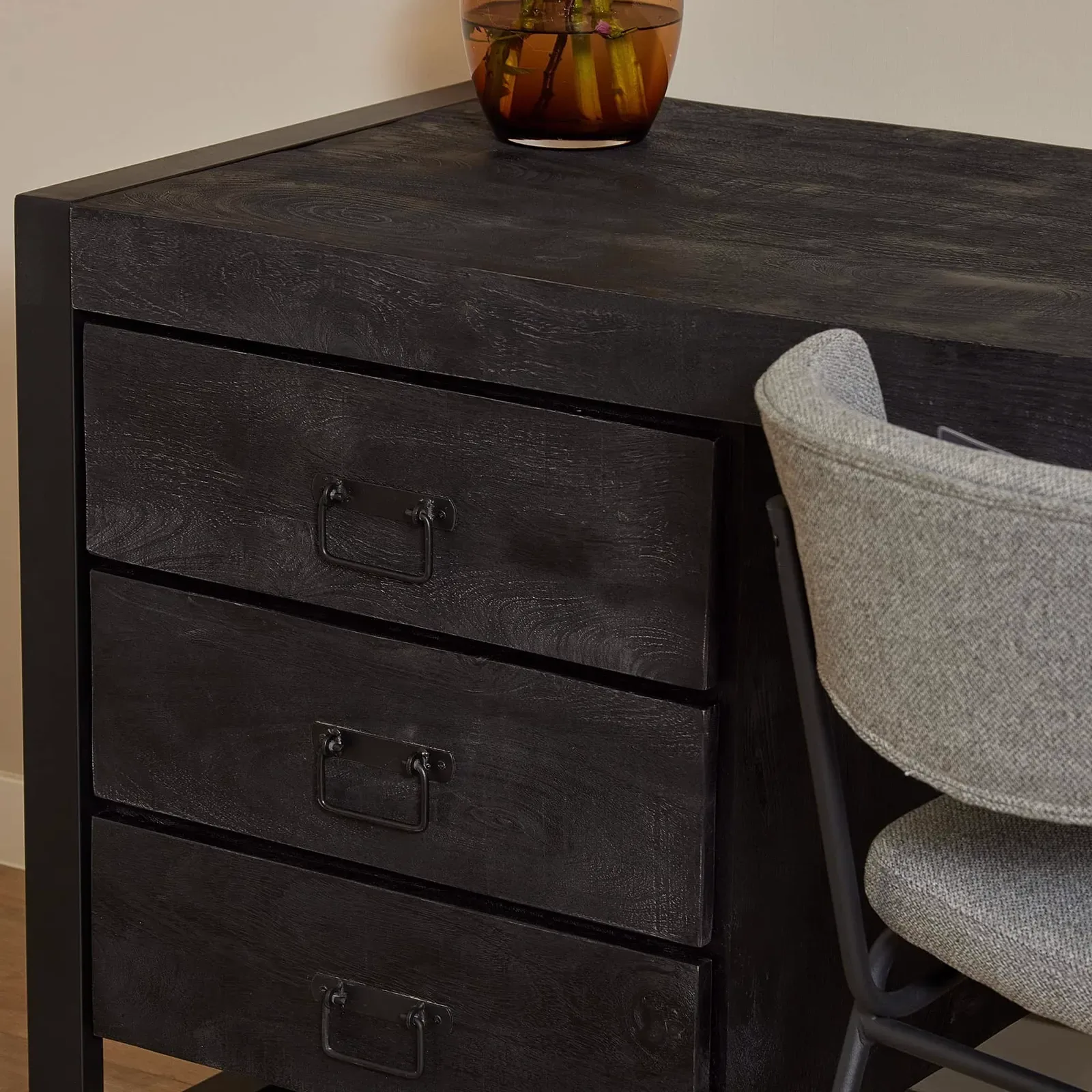 Boaz Desk in Black Mango Wood 145 cm - Starfurn