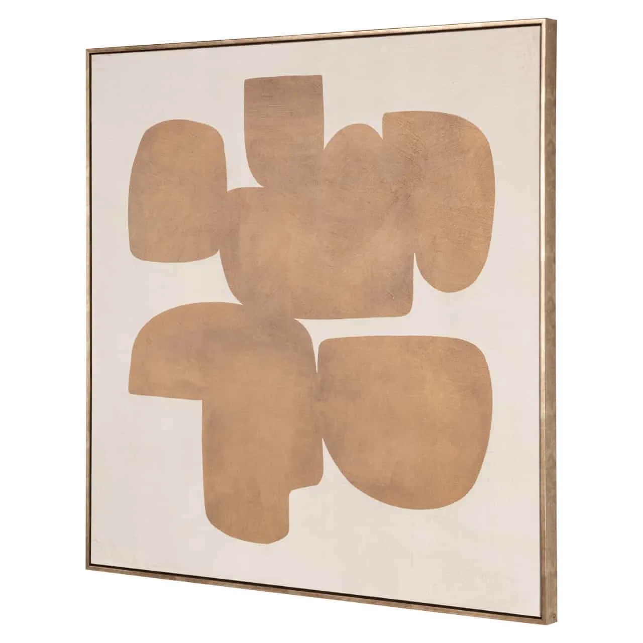 Wall art Odyssey gold left, ein abstraktes Kunstwerk mit organischen Formen in Goldtönen auf hellem Hintergrund - Richmond Interiors