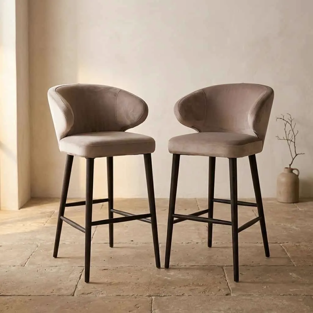 Bar Stool Indigo khaki velvet - Richmond Interiors
