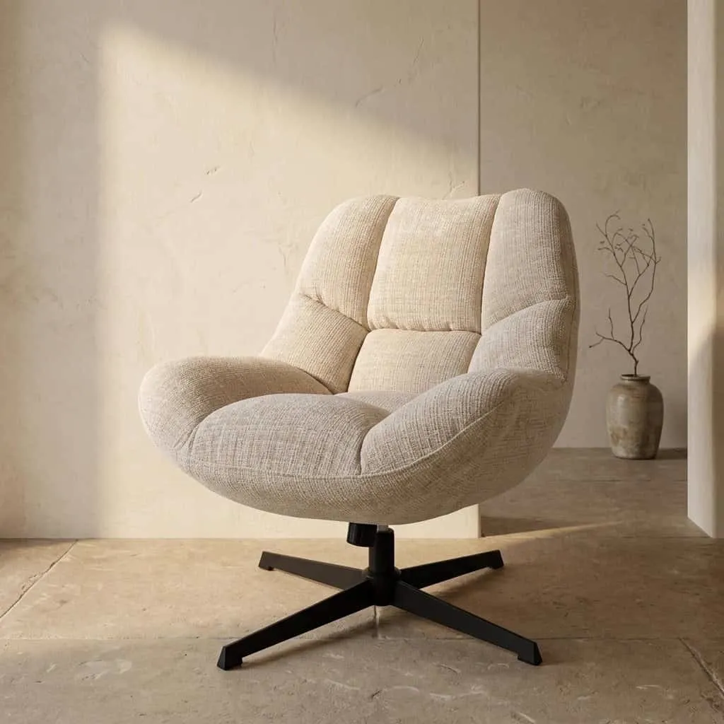 Swivel armchair Chuck 360 + rock system Cremona Natural 02 - MySons