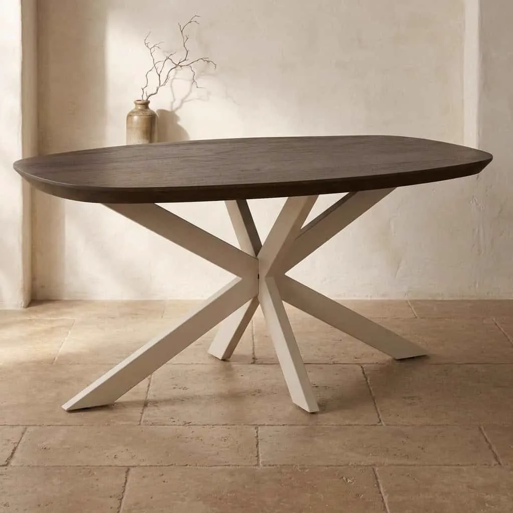 Deens ovale eettafel Madison Bruin Poot Zand Mangohout 160 cm - Starfurn