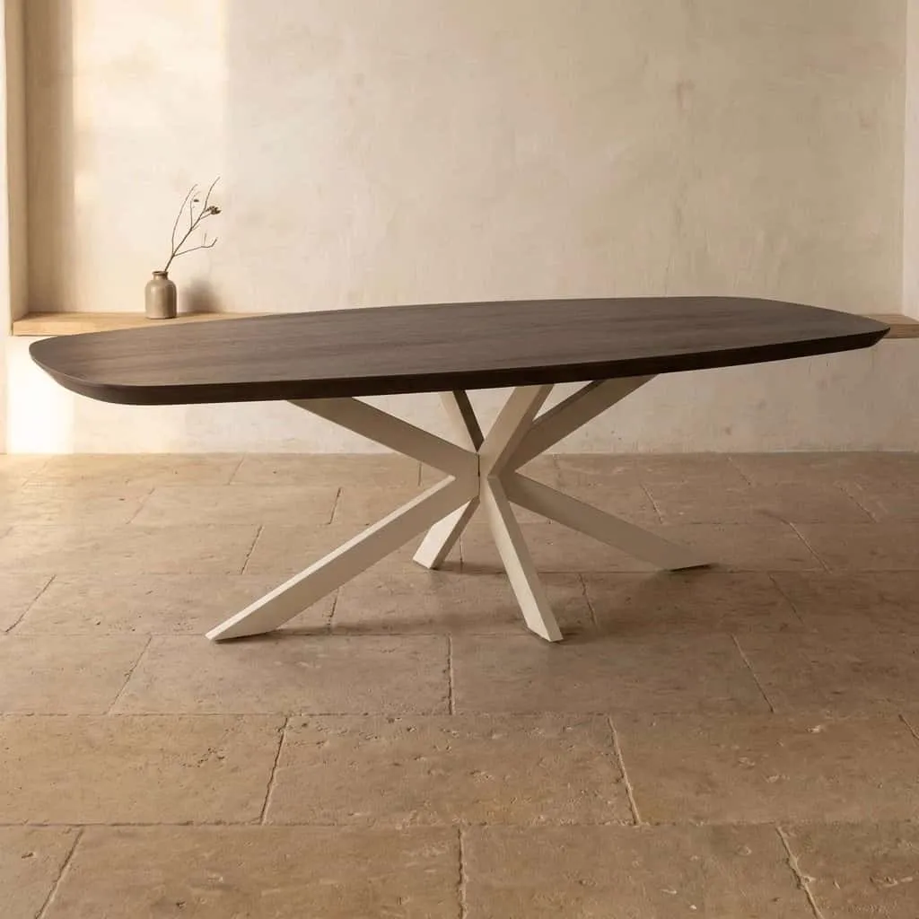 Deens ovale eettafel Madison Bruin Poot Zand Mangohout 200 cm - Starfurn