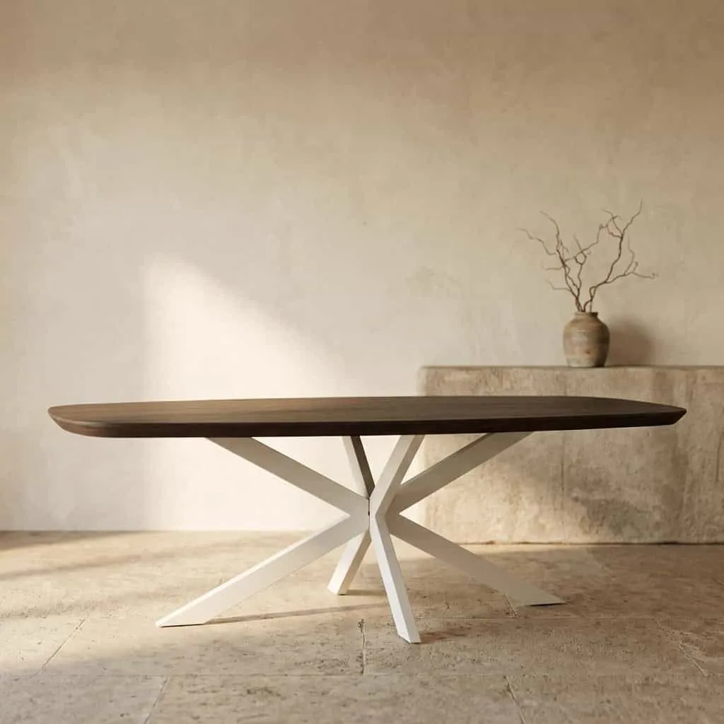 Deens ovale eettafel Madison Bruin Poot Zand Mangohout 280 cm - Starfurn