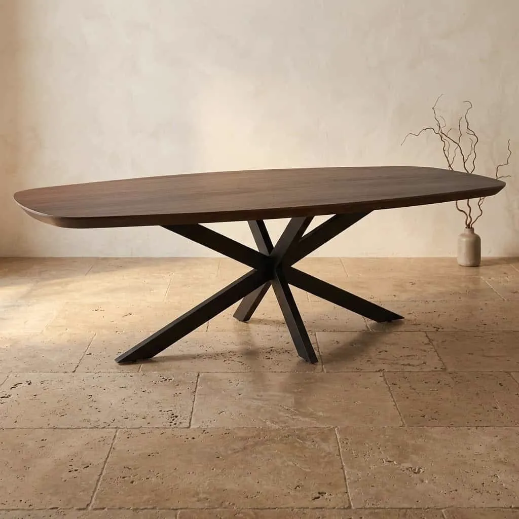 Deens ovale eettafel Madison Bruin Poot Zwart Mangohout 280 cm - Starfurn