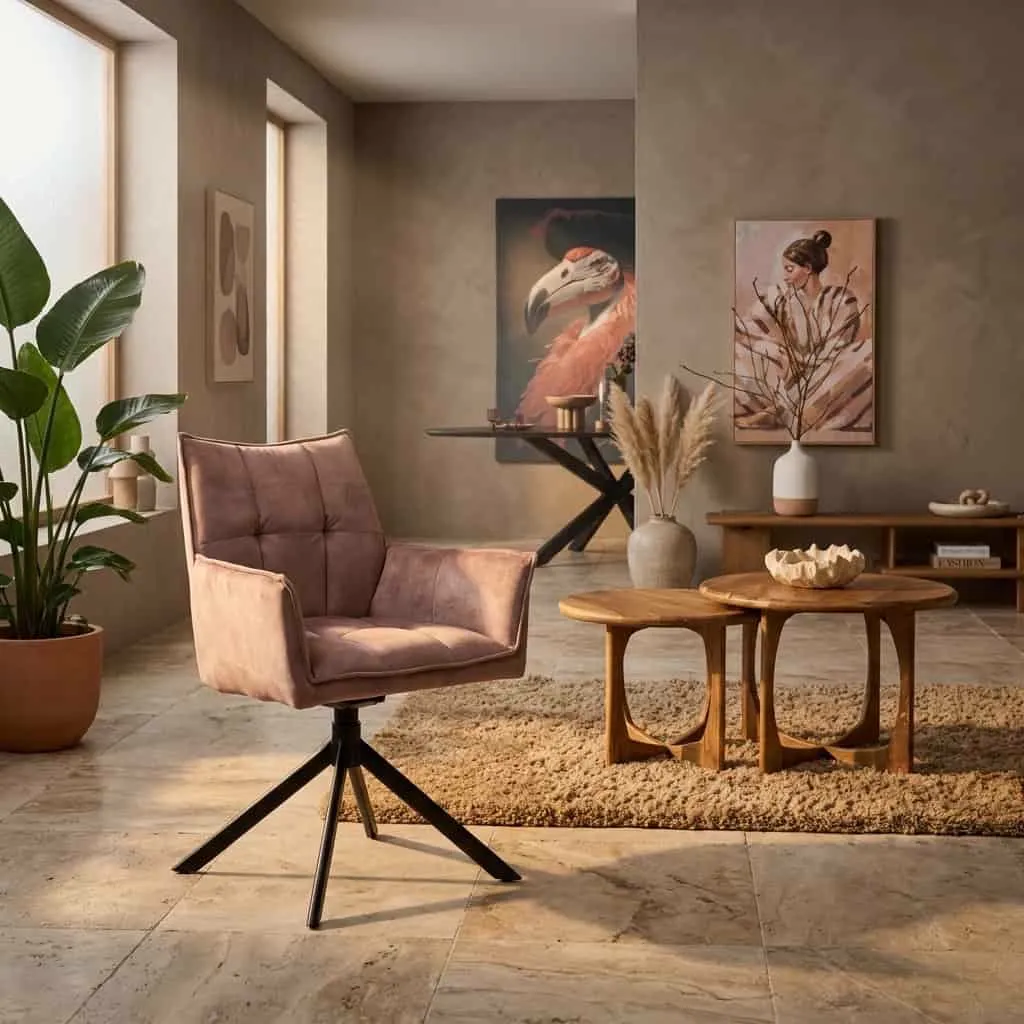 Eetkamerstoel Dani Beige Velvet Draaibaar - Starfurn
