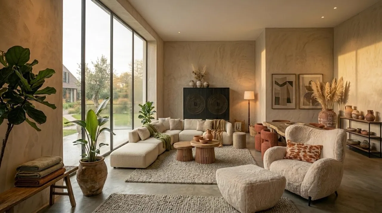 Eetkamerstoel Aldo natural linear swivel in een sfeervolle woonkamer met een houten eettafel en decoratie - Richmond Interiors