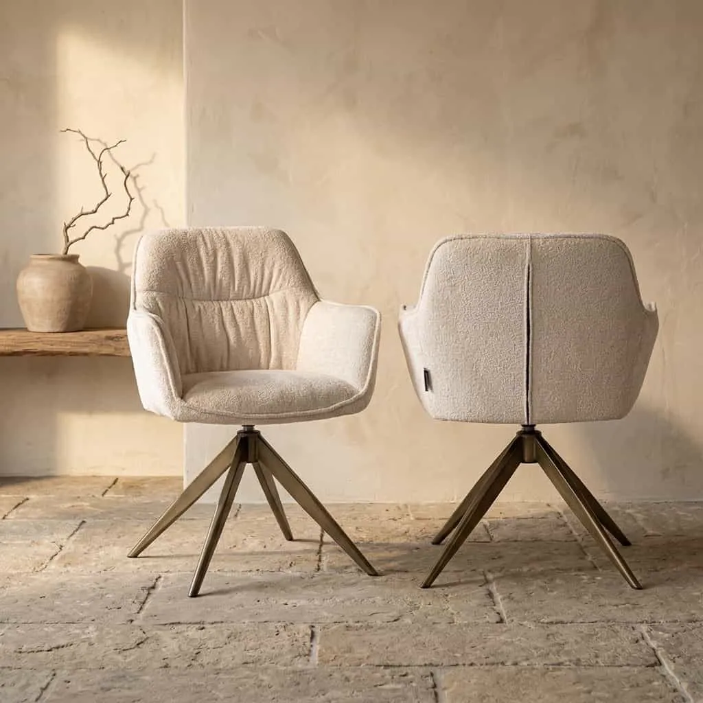 Dining Chair Aline FR white chenille swivel fire retardant - Richmond Interiors