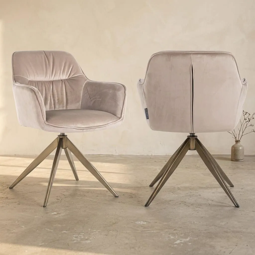 Eetkamerstoel Aline khaki velvet draaibaar brandvertragend - Richmond Interiors