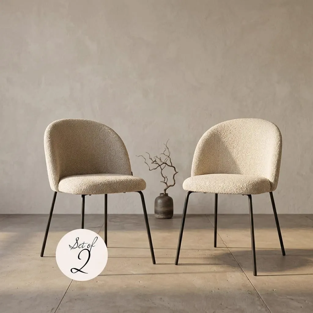 Alyssa Dining Chair cream fusion (set of 2) (Fabric, Wit | Zwart) - Richmond Interiors