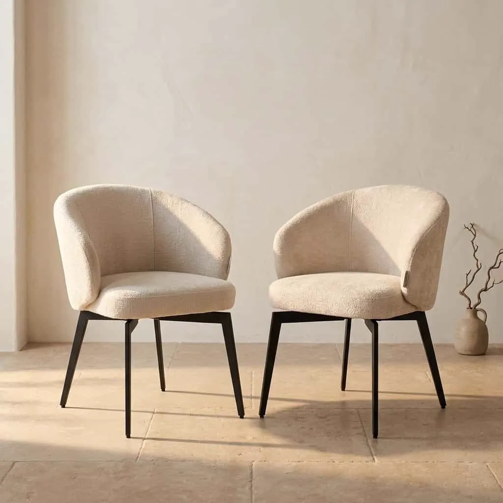 Eetkamerstoel Amphara FR white chenille brandvertragend - Richmond Interiors