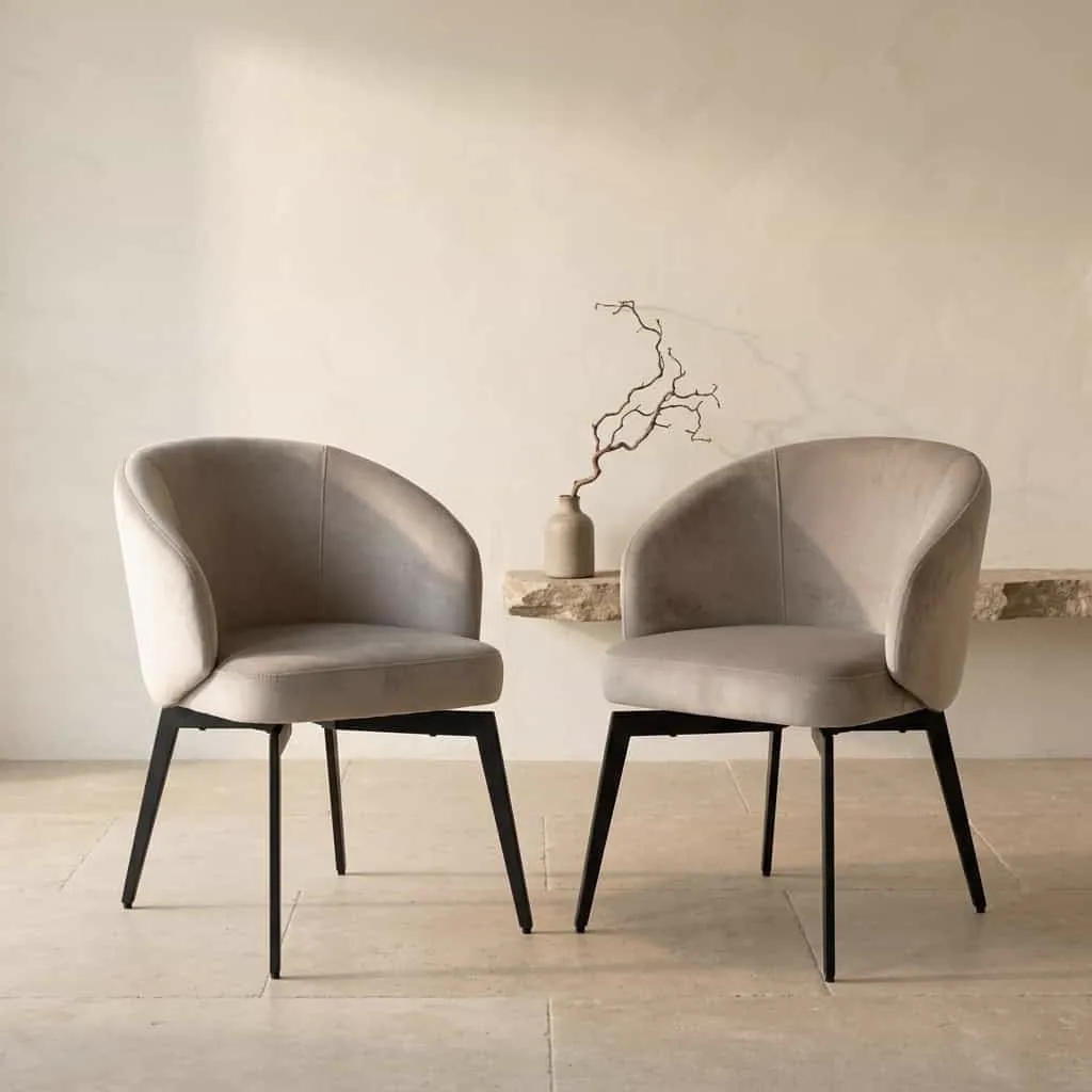 Dining chair Amphara khaki velvet flame retardant - Richmond Interiors