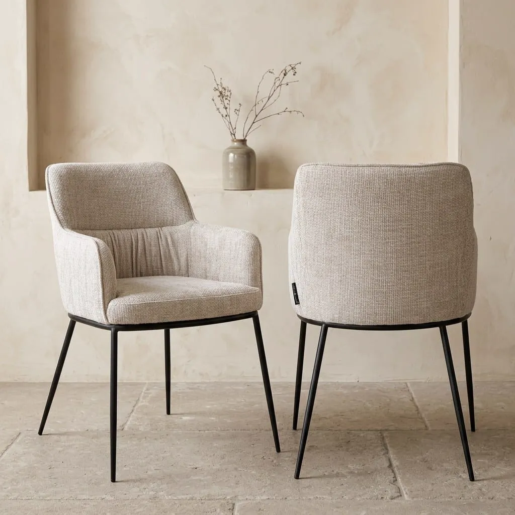 Bella Richmond dining chair natural (Fabric, Wit | Zwart) - Richmond Interiors