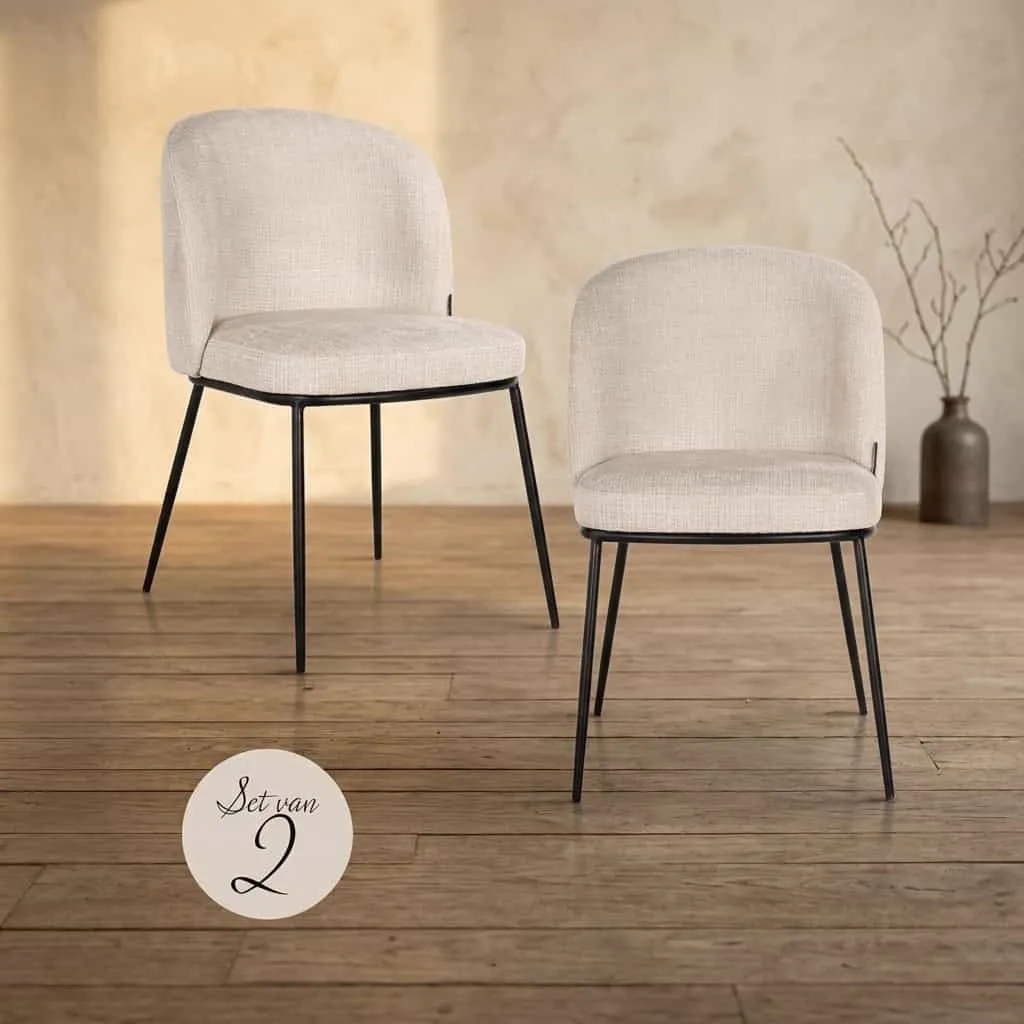 Dining chair Elvi niagara beige fire retardant (set of 2) - Richmond Interiors