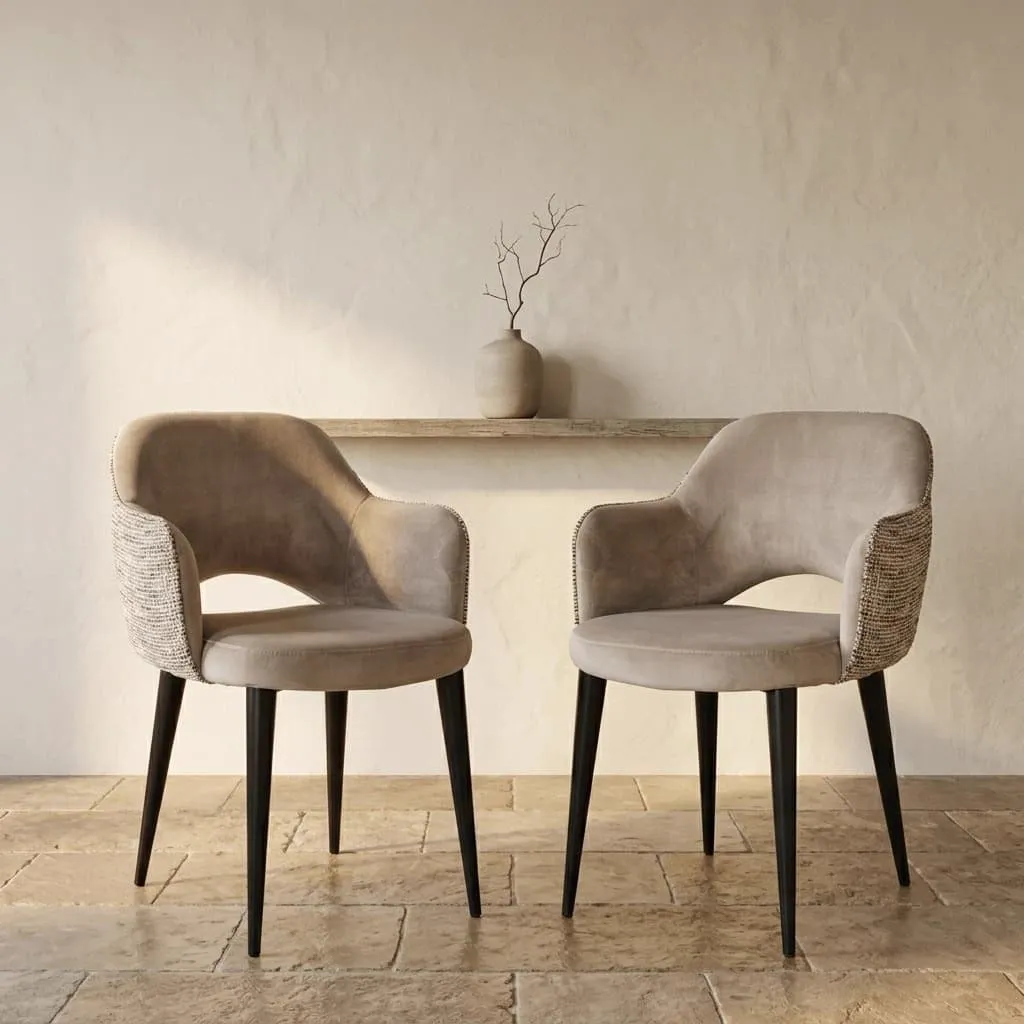 Dining chair Giovanna trendy nature / khaki velvet flame retardant - Richmond Interiors