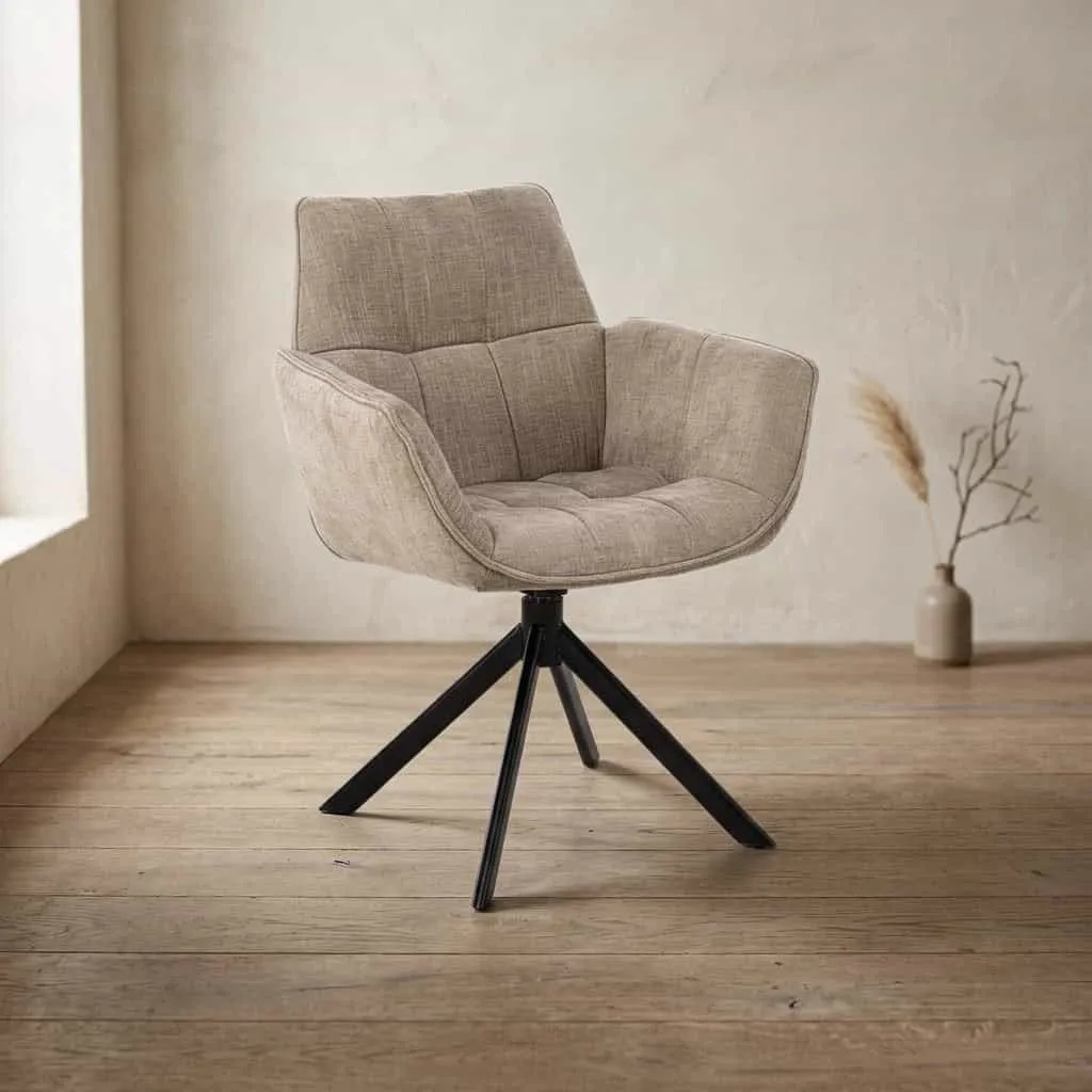 Eetkamerstoel Monaco | Milan Beige | Zwart - Moods Collection