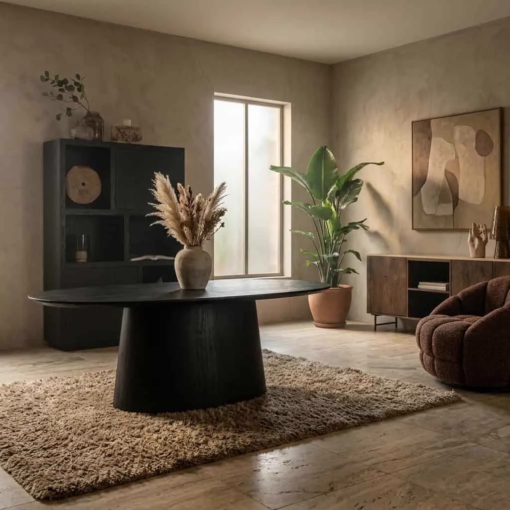 Esstisch Aron oval 200x110 - schwarz
