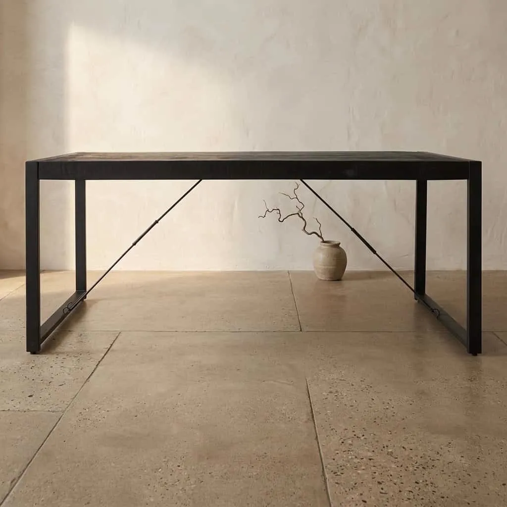Dining Table Boaz Black Mango Wood 160 cm - Starfurn
