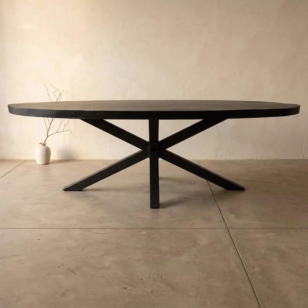 Denver Black Dining Table | 160 cm | Oval - Starfurn