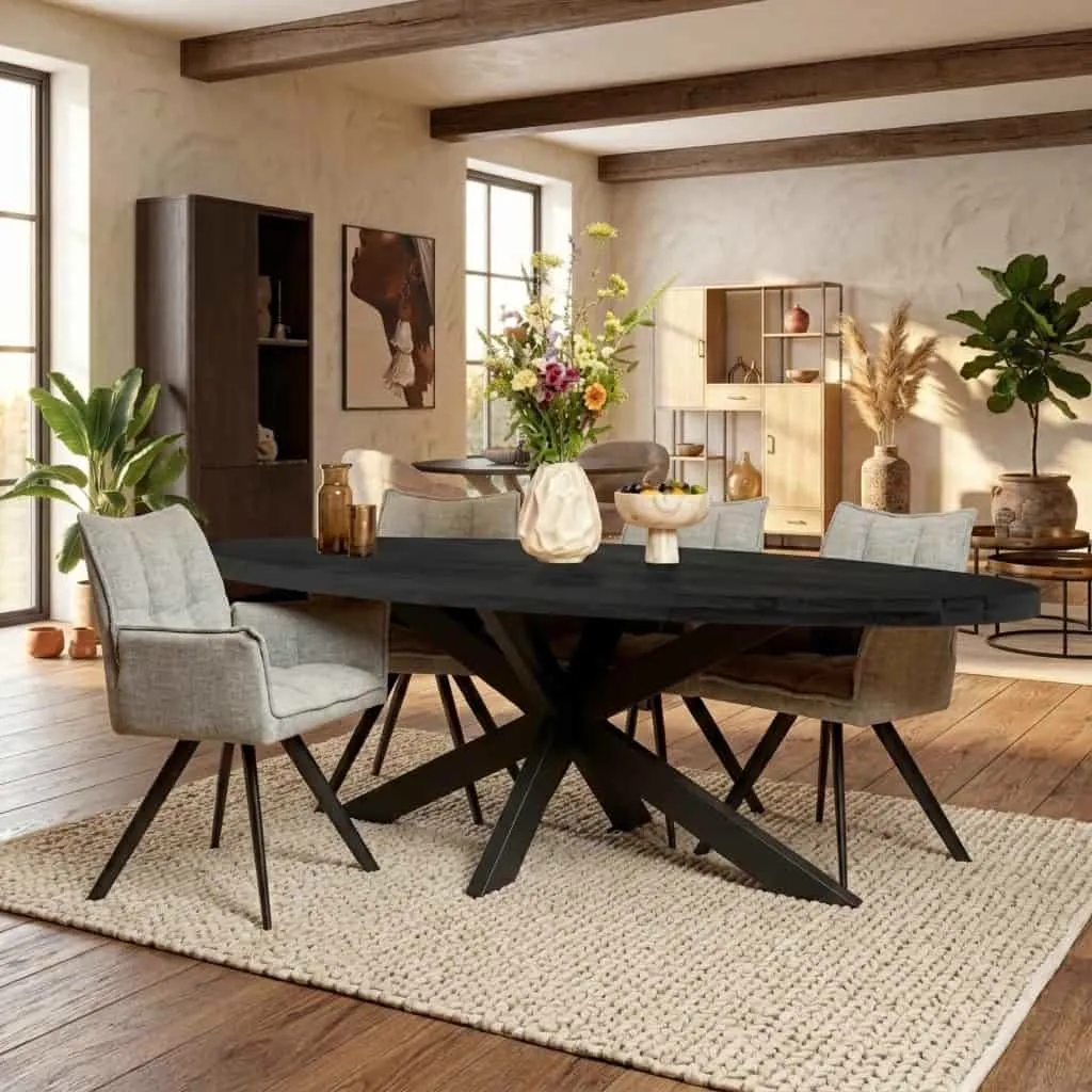 Denver Black Dining Table | 240 cm | Oval - Starfurn
