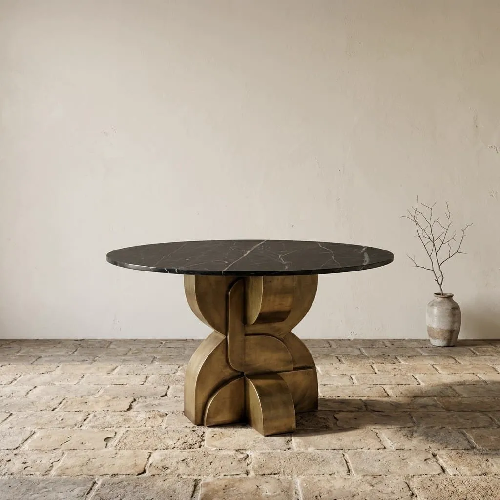 Maddox black/gold dining table 130Ø - Richmond Interiors