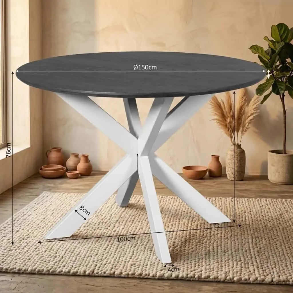 Dining Table Madison Brown | 150 cm | Leg Black - Starfurn