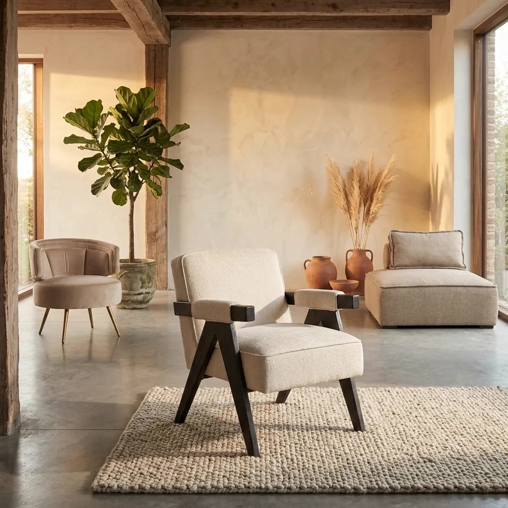 Lounge chair Cooper white chenille - Richmond Interiors