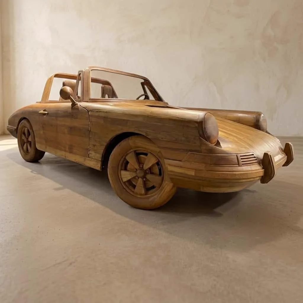 Houten oldtimer sportwagen