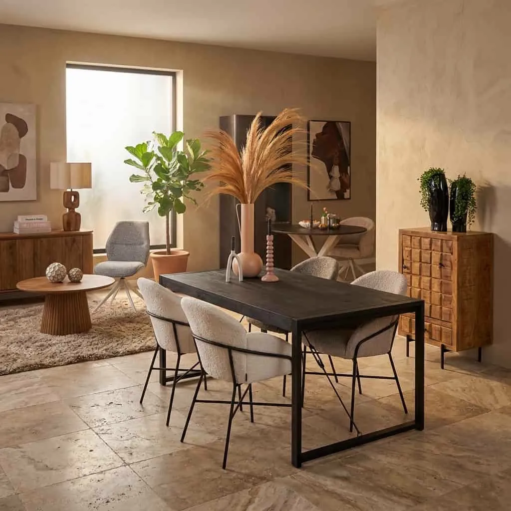 Eettafel Boaz Zwart Mangohout 180 cm - Starfurn
