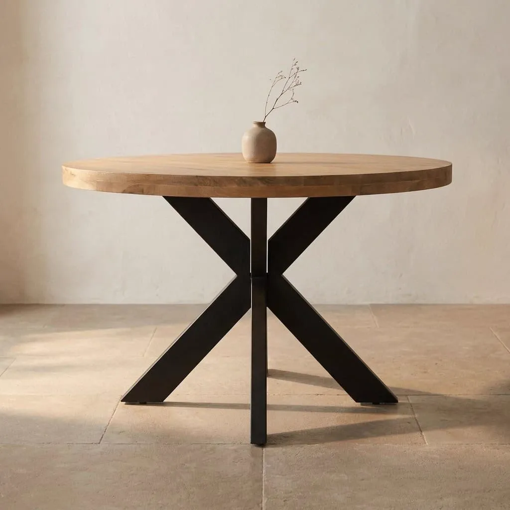 Ronde eettafel Dakota Naturel Mangohout 120 cm - Starfurn