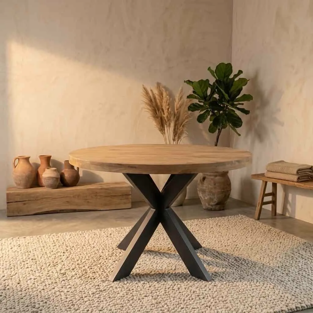 Round Dining Table Dakota Natural Mango wood 130 cm - Starfurn