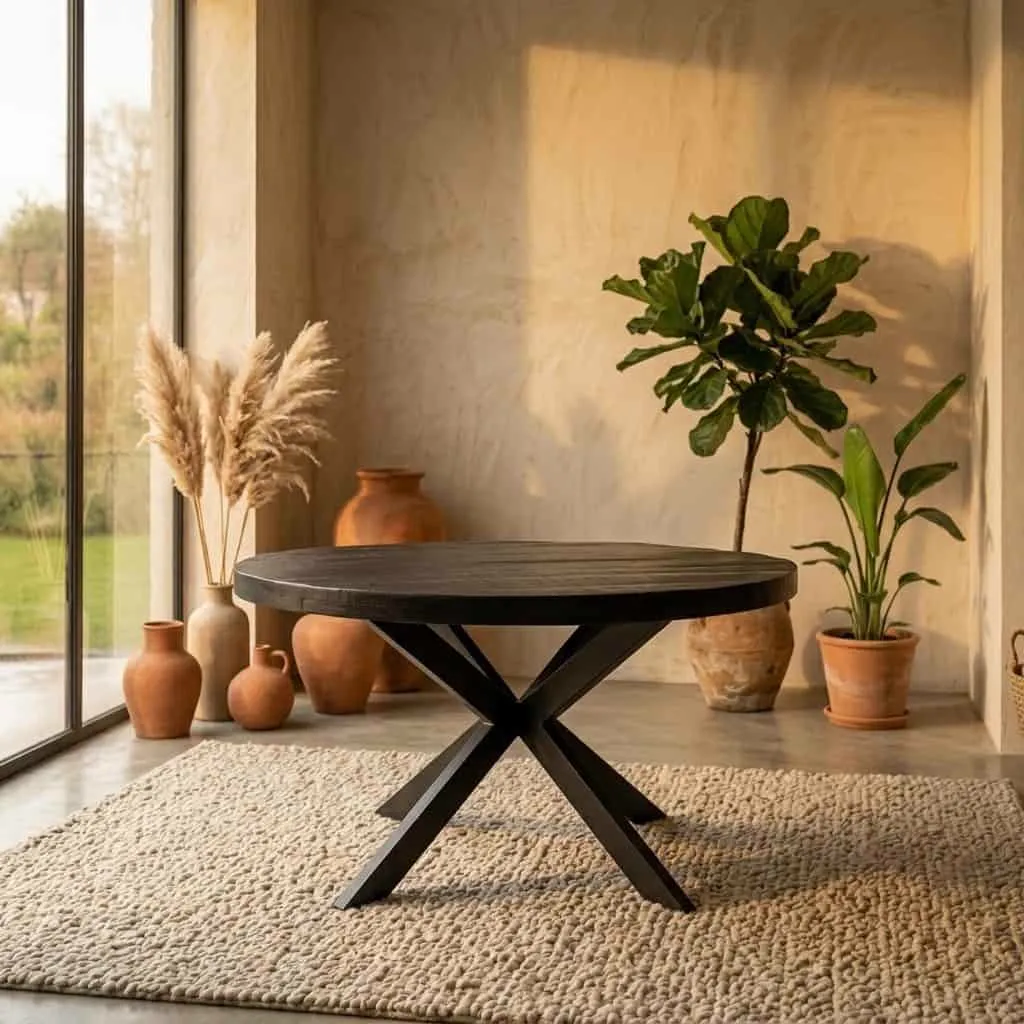 Ronde eettafel Denver Zwart Mangohout 120 cm - Starfurn