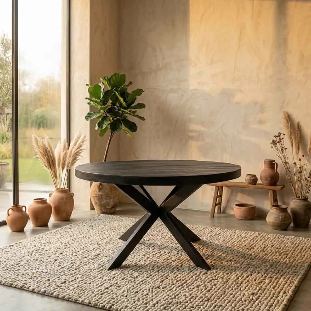 Ronde eettafel Denver Zwart Mangohout 130 cm - Starfurn
