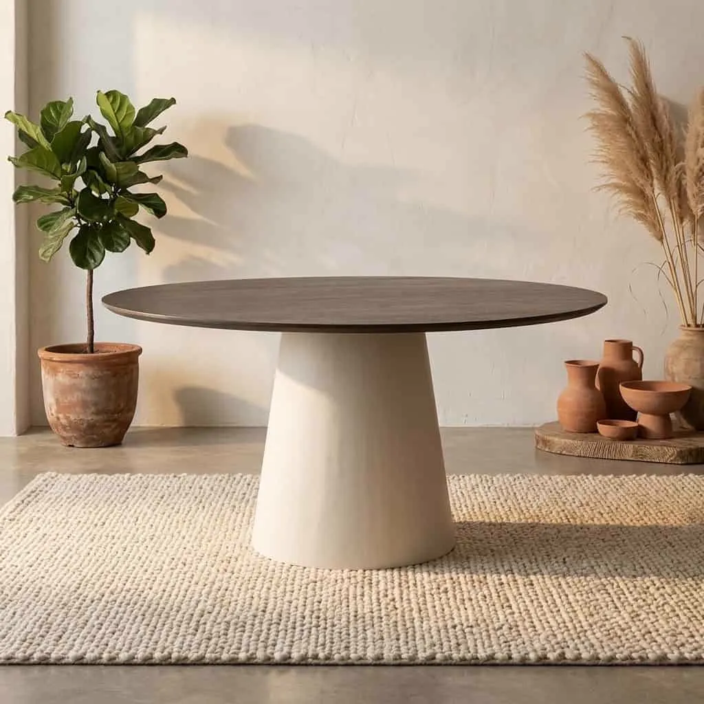 Round dining table Madison Brown Mango Wood 150 cm - Starfurn