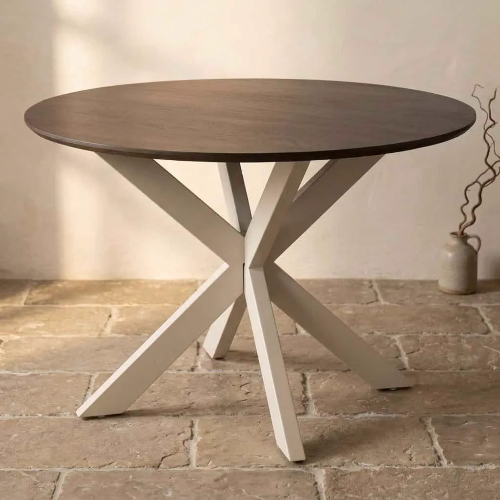 Ronde eettafel Madison Bruin Poot Zand Mangohout 110 cm - Starfurn