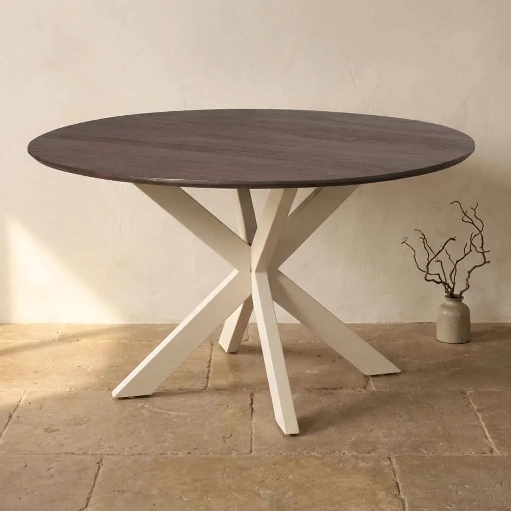 Ronde eettafel Madison Bruin Poot Zand Mangohout 130 cm - Starfurn