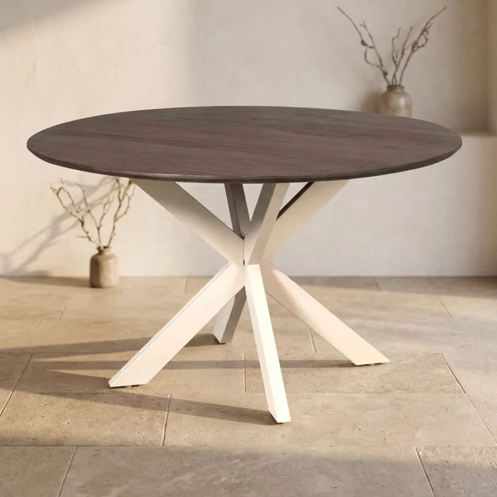 Ronde eettafel Madison Bruin Poot Zand Mangohout 150 cm - Starfurn