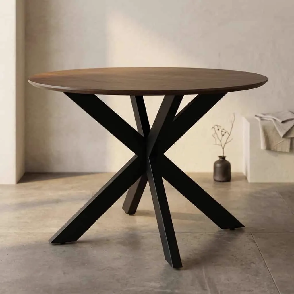 Ronde eettafel Madison Bruin Poot Zwart Mangohout 110 cm - Starfurn