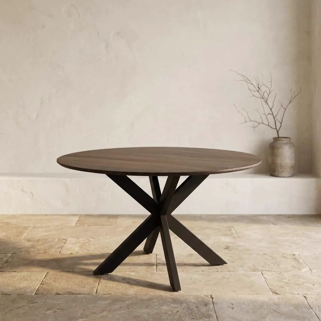 Ronde eettafel Madison Bruin Poot Zwart Mangohout 130 cm - Starfurn