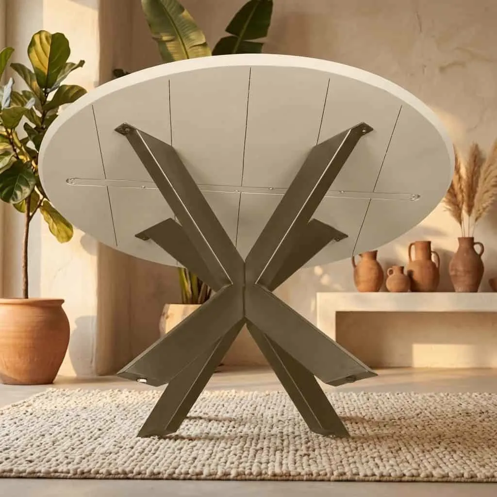 Madison Sand Round Dining Table Mango Wood 130 cm - Starfurn