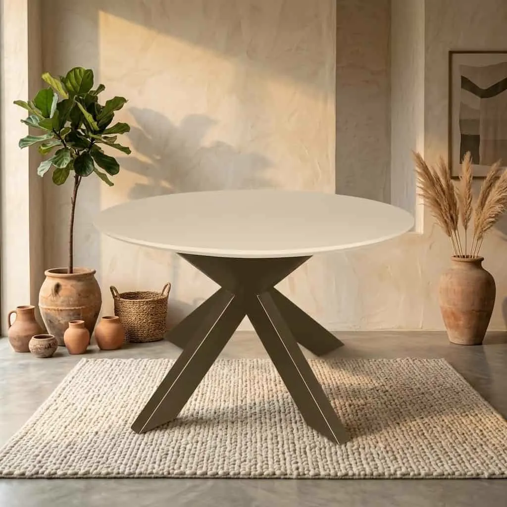 Madison Sand Round Dining Table Mango Wood 150 cm - Starfurn