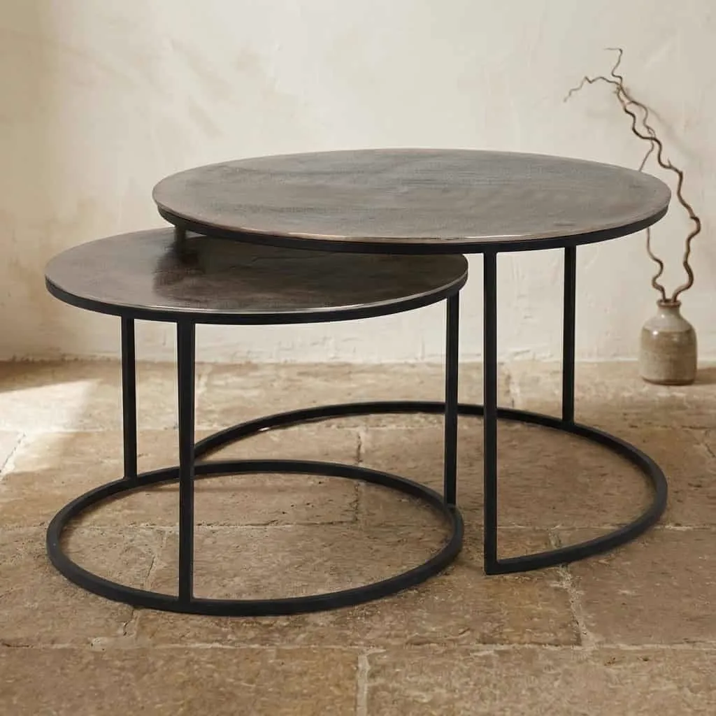Asher coffee table champagne gold (set of 2) (Metal, Bruin | Zwart) - Richmond Interiors