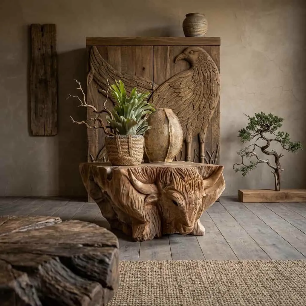 Coffee Table Stier Hand Carved Solid Teak 95 cm