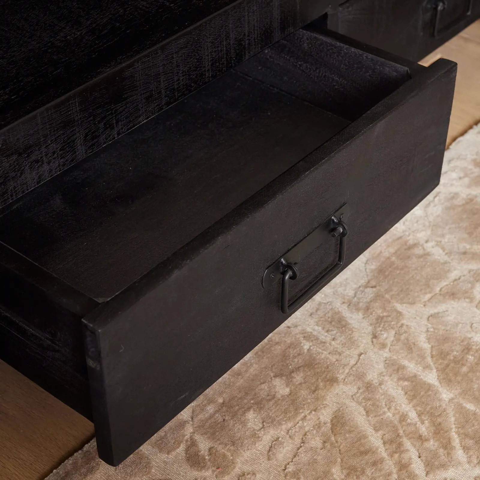 TV Unit Boaz Black Mango Wood 150 cm - Starfurn