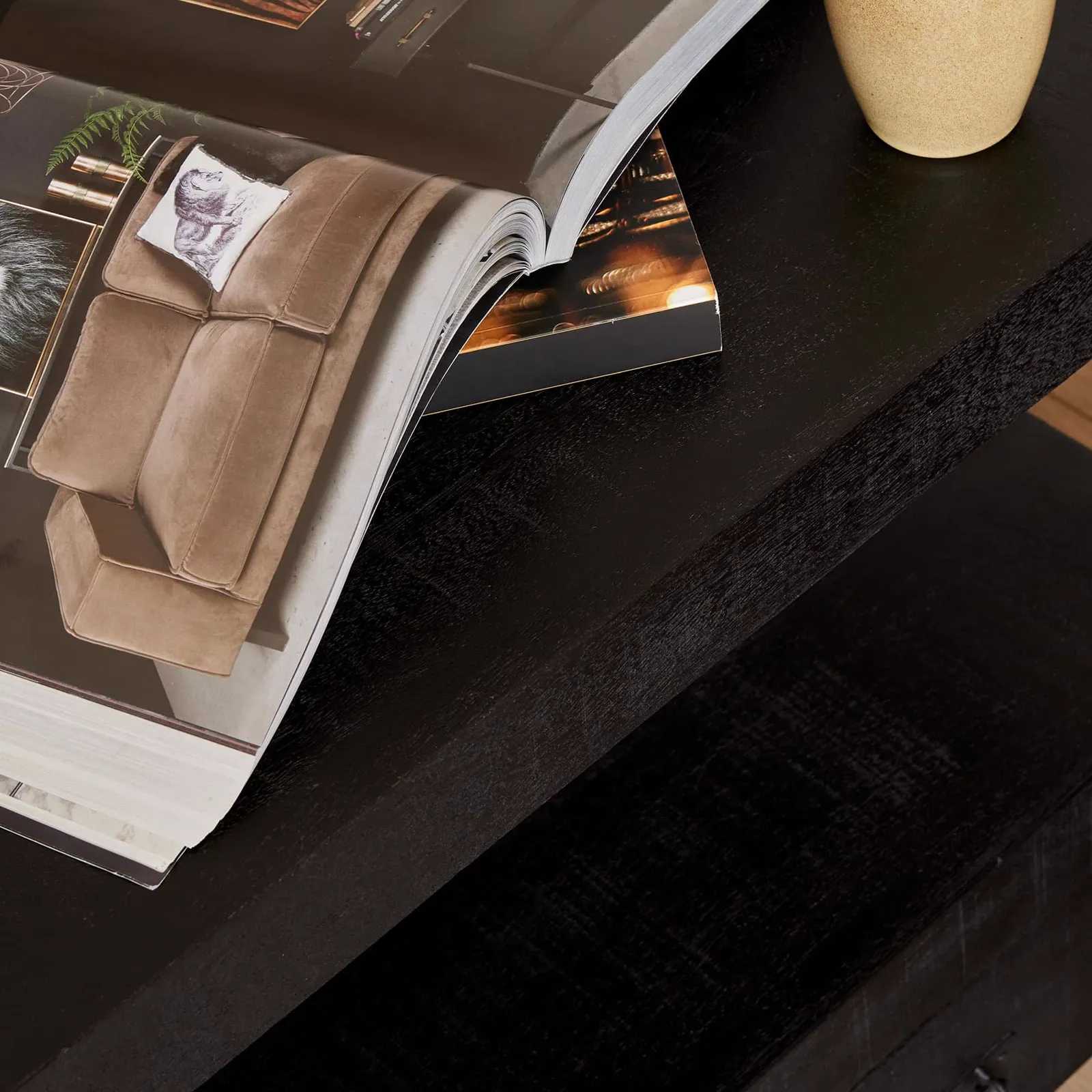 TV Unit Boaz Black Mango Wood 150 cm - Starfurn