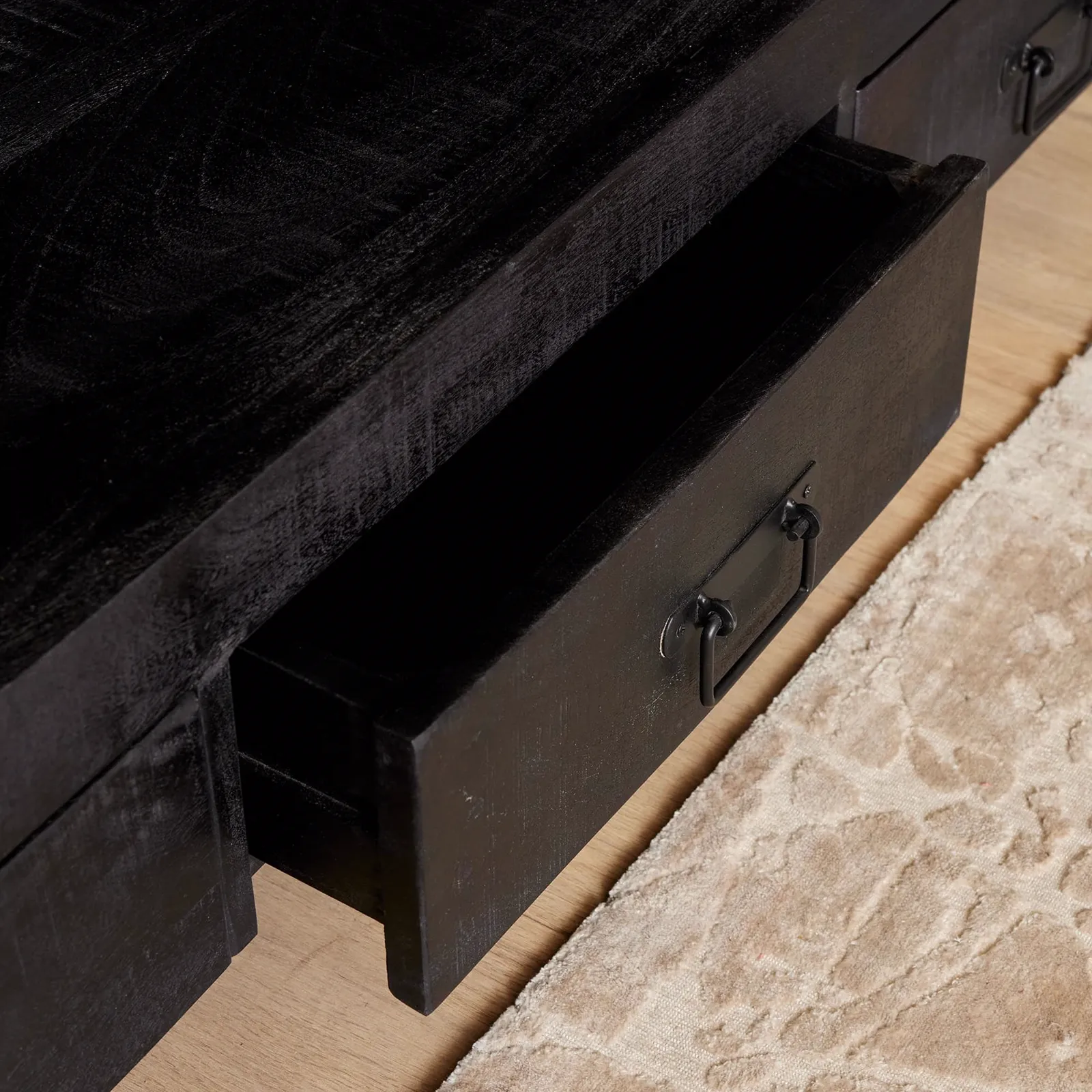 TV Unit Boaz Black Mango Wood 180 cm - Starfurn