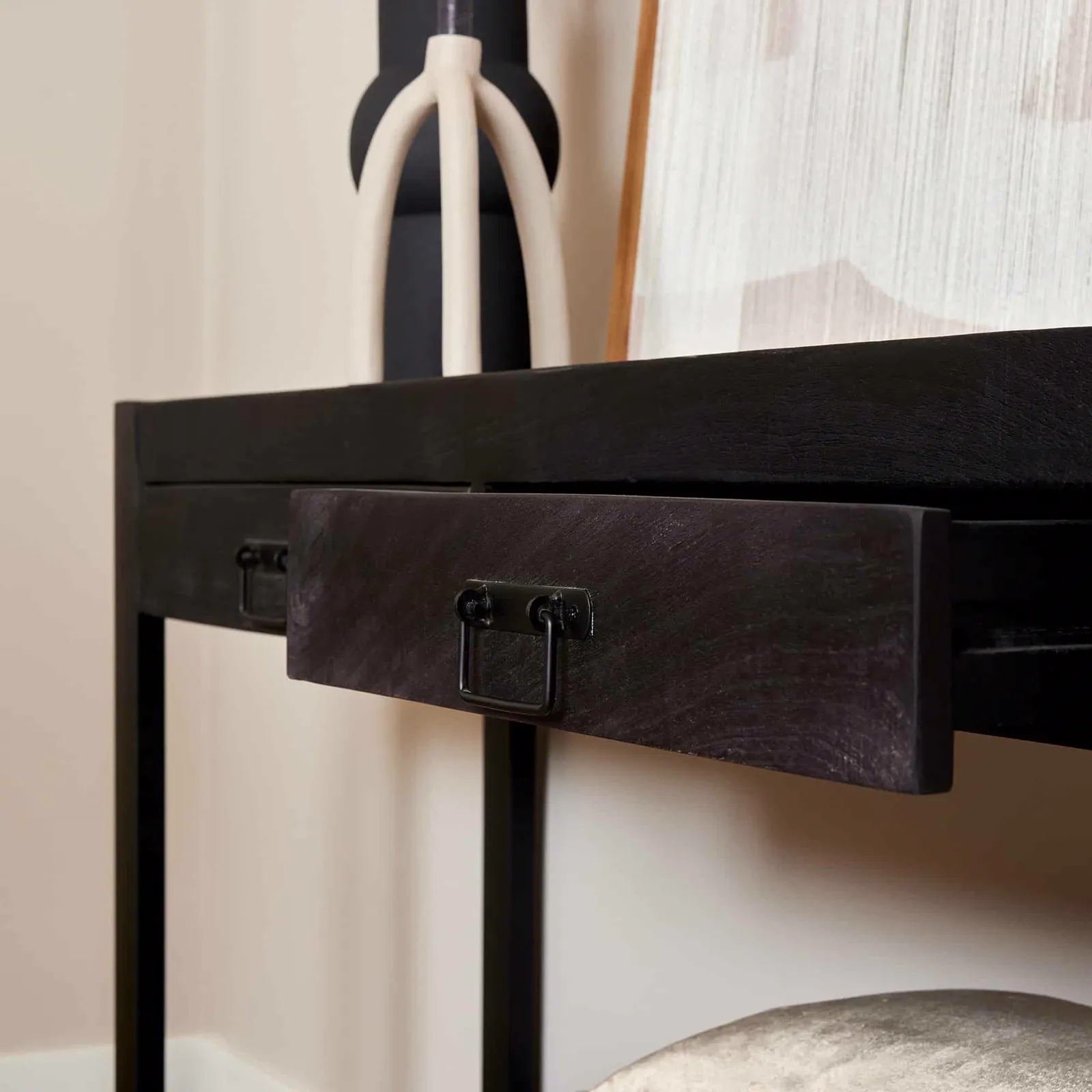 Side table Boaz Black Mango Wood 120 cm - Starfurn