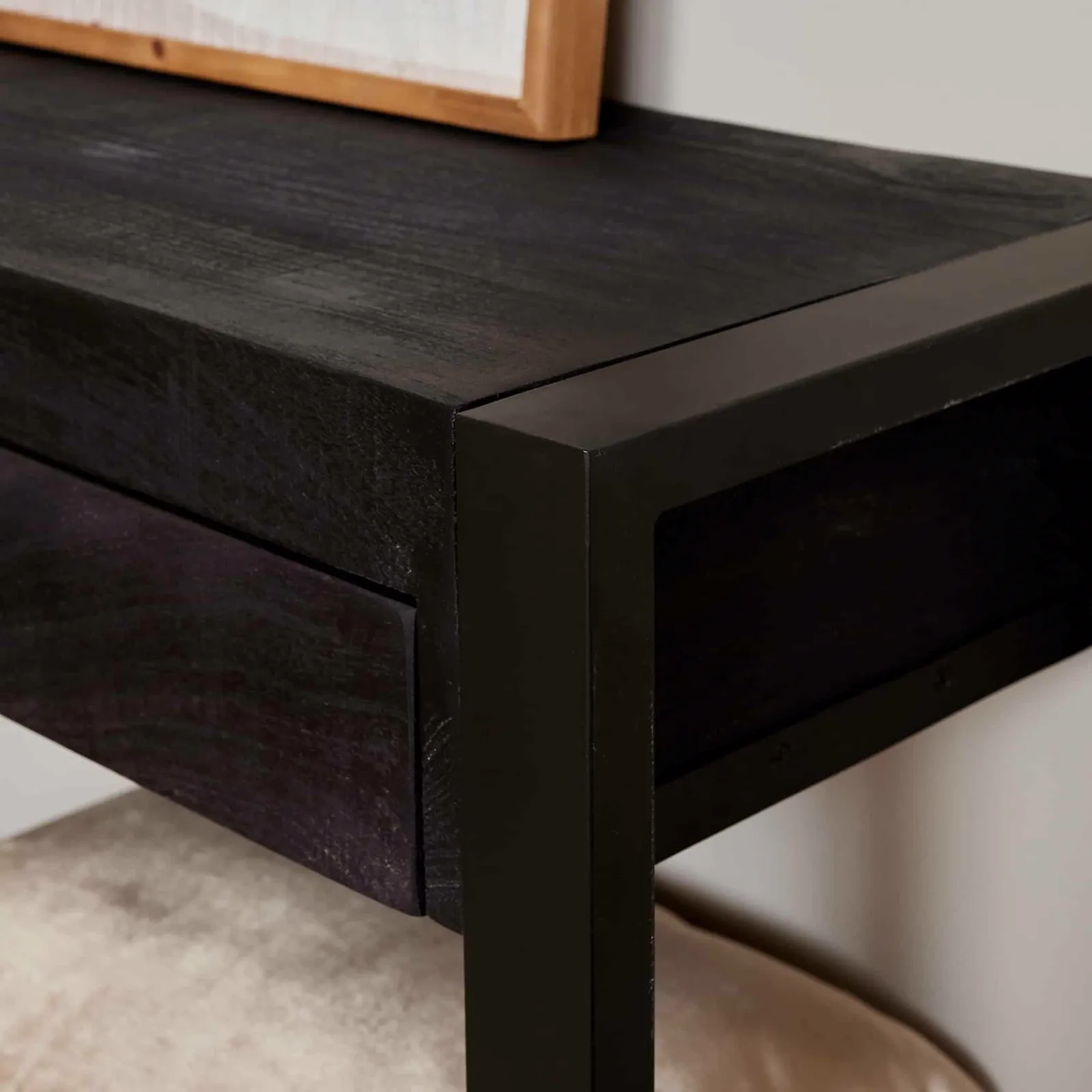 Side table Boaz Black Mango Wood 120 cm - Starfurn